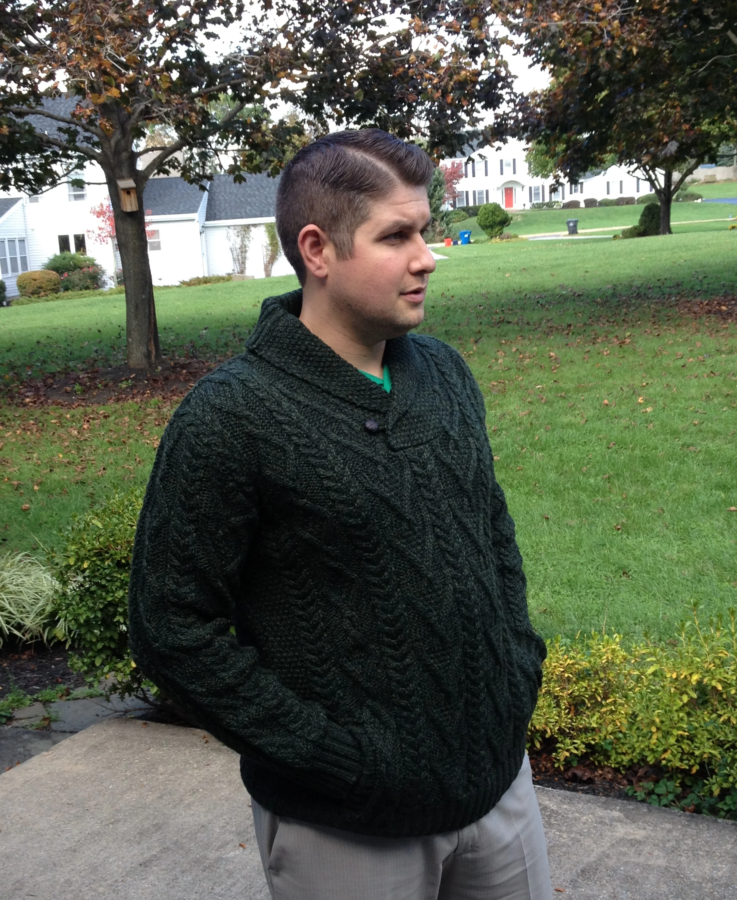 Shawl Collar Cable Knit Sweater — Irish Moon